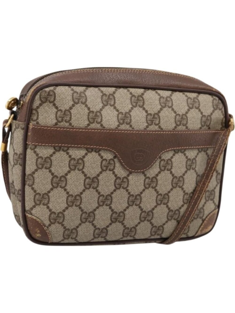 GUCCI GG Supreme Shoulder Bag PVC Beige Gold 007 115 6423